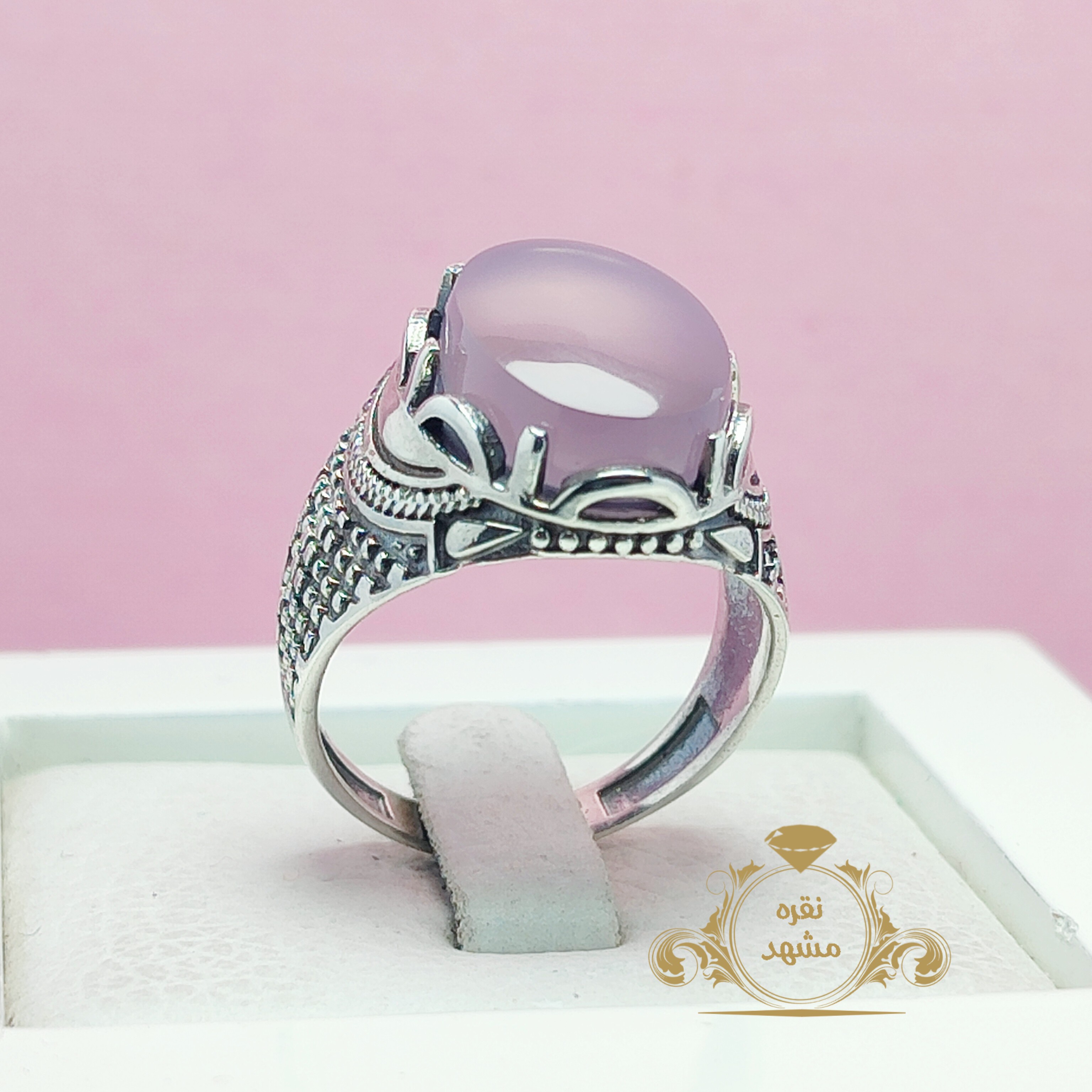 انگشتر عقیق سوسنی رکاب نقره عیار 925 کد 071845711