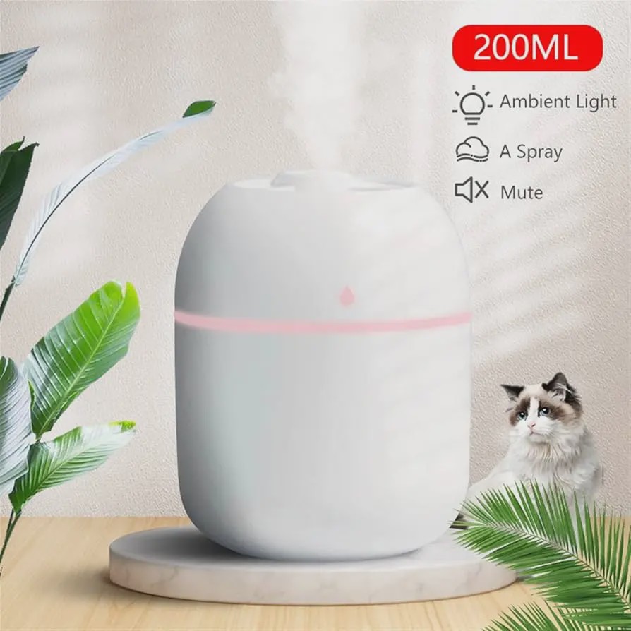 دستگاه بخور و رطوبت ساز خانگی لوکس ساده 220 میلی لیتری چراغ دار طرح قطره آب