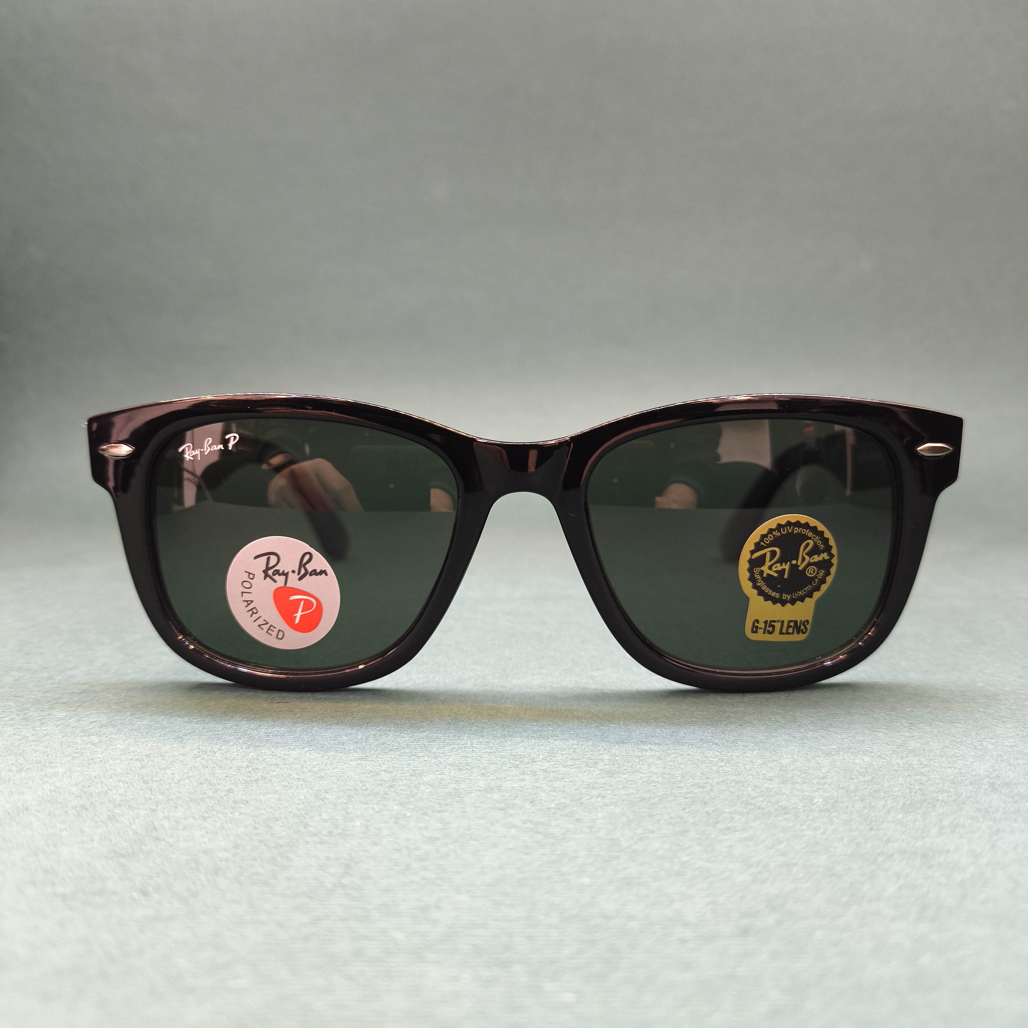 عینک آفتابی مردانه اورجینال کائوچو عدسی شیشه ای پلاریزه ریبن ویفری Ray ban مدل 2140