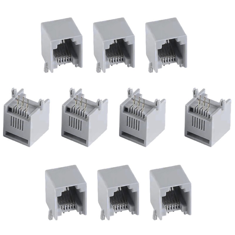 کانکتور مادگی تلفن مدل 6P6C-RJ12-Right Angle بسته 10 عددی