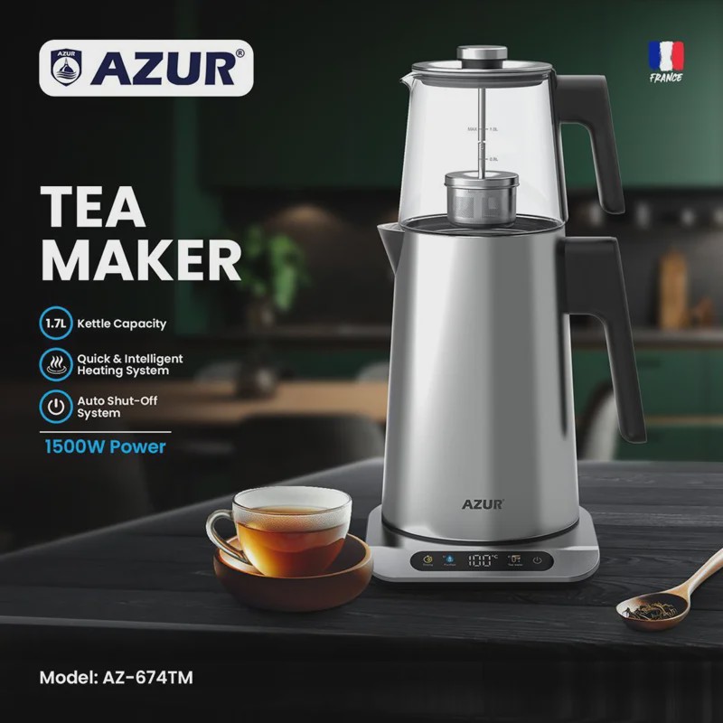 چای ساز روهمی برندآزور AZURمدل AZ-674T ساخت فرانسه با گارانتی اصالت و سلامت کالا