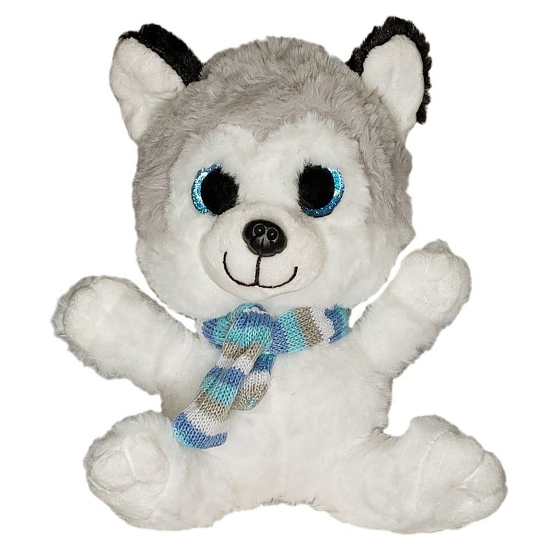 عروسک طرح سگ هاسکی مدل BR Husky with Scarf ارتفاع 21 سانتیمتر