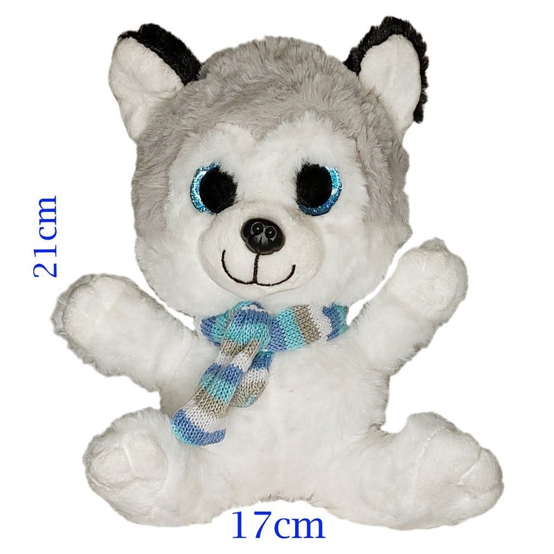 عروسک طرح سگ هاسکی مدل BR Husky with Scarf ارتفاع 21 سانتیمتر