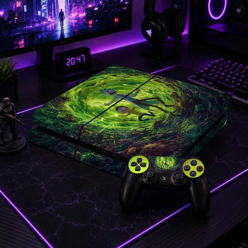 برچسب کنسول بازی پلی استیشن 4 FAT کایمون مدل RICK AND MORTY کد p4f064