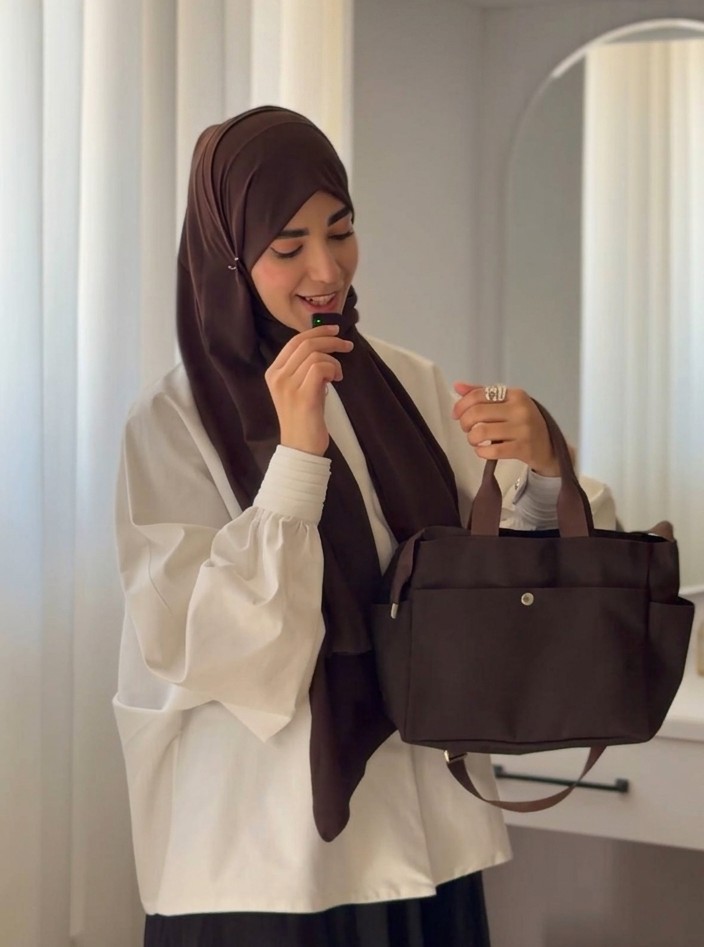 کیف پارچه ای / کیف قهوه ای دانشجویی 
