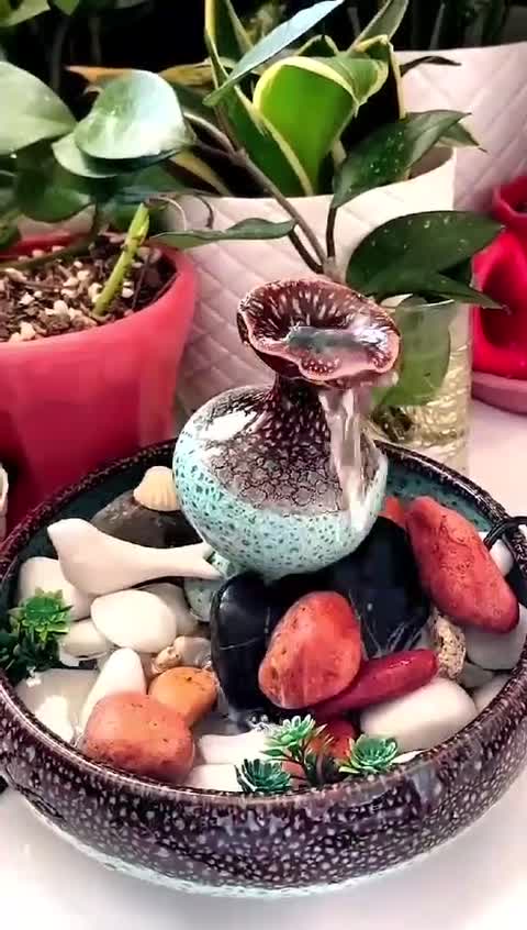 آبنمای رومیزی سفالی/ لعابی
