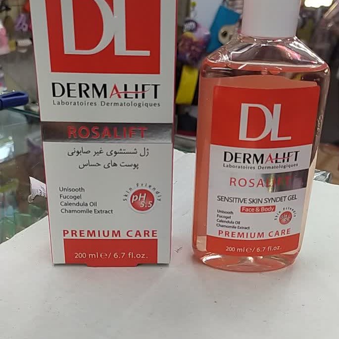 ژل شستشوی پوست حساس درمالیفت مدل رزالیفت حجم 200 میلی لیتر