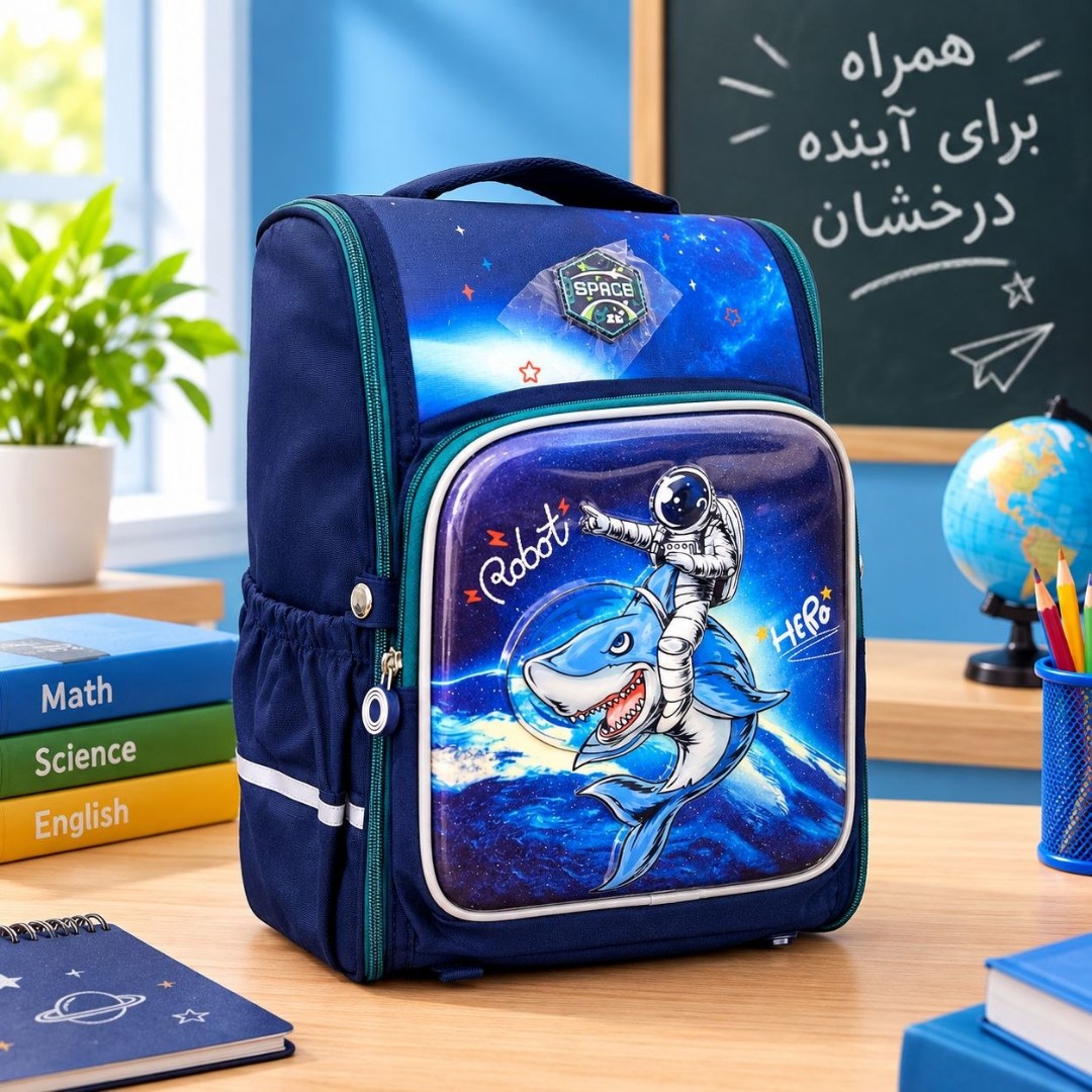 کیف مدرسه پسرانه فضانورد مدل صندوقی 