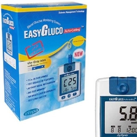 دستگاه قند خون ایزی گلوکو easy gluco به همراه 50 عدد نوار تاریخ انقضا 2027