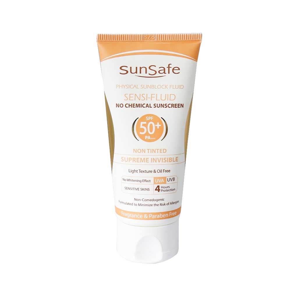 فلوئید ضد آفتاب SPF50+ فیزیکال سان سیف مناسب پوست های حساس 50 میلی لیتر