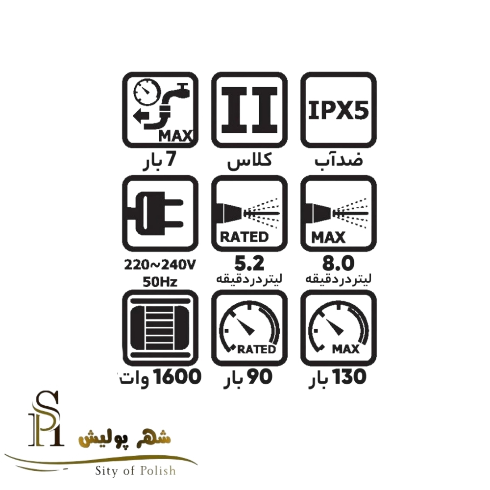 کارواش 130 بار ذغالی خودمکش کنزاکس مدل KPW‑6516 – موتور 1600 وات