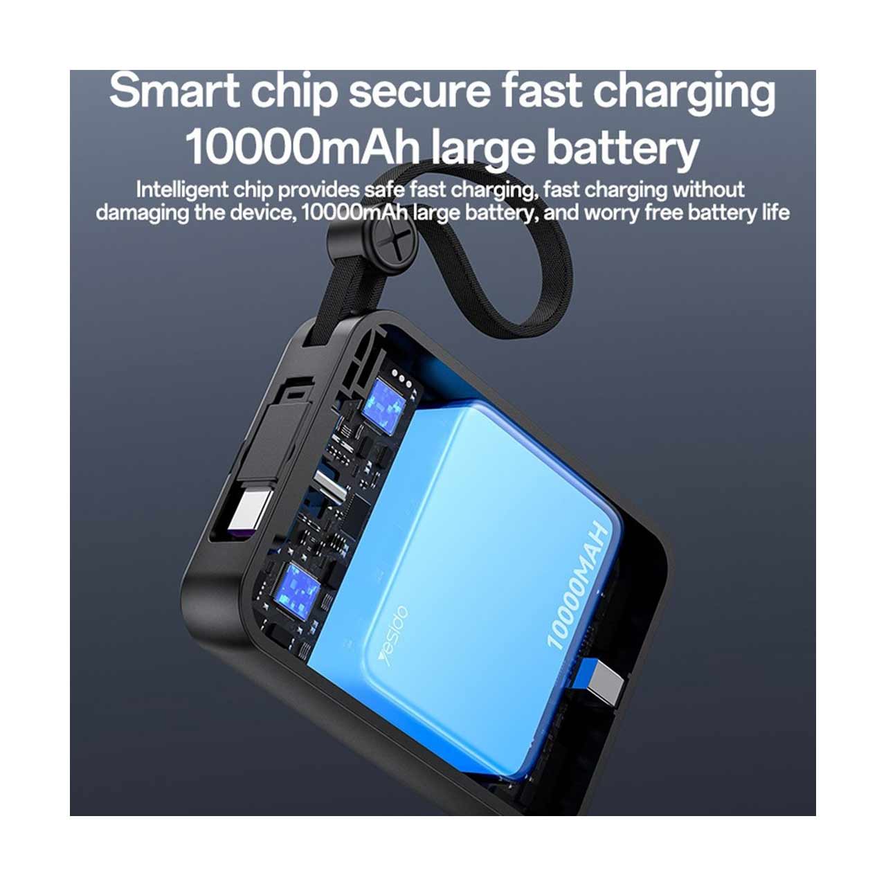 پاوربانک فست شارژ Yesido 10000mAh مدل YP64 22.5W - مشکی (گارانتی 12 ماه تعویض نیکان همراه)