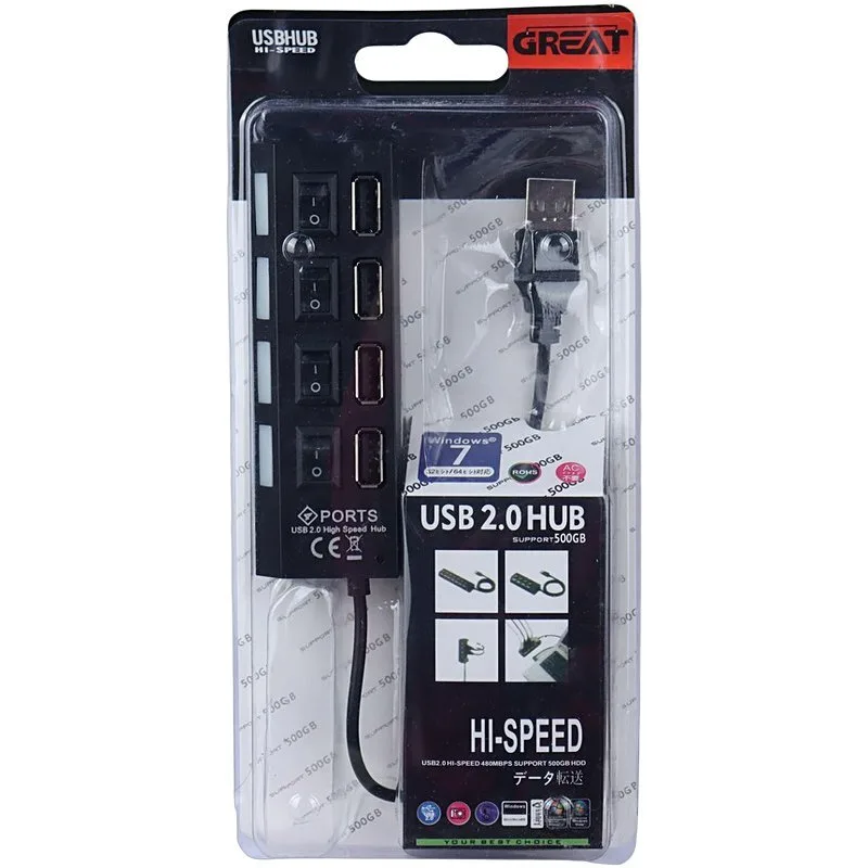 هاب 4 پورت USB 2.0 گریت