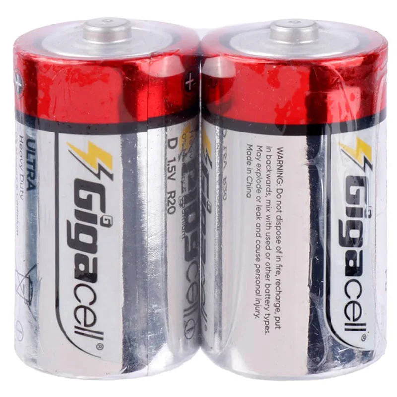 باتری دوتایی بزرگ Gigacell Ultra Heavy Duty R20 1.5V D شرینک