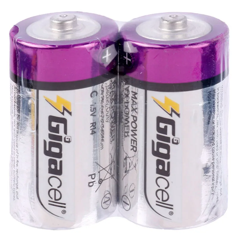 باتری دوتایی متوسط Gigacell Max Power Heavy Duty R14 1.5V C شرینک