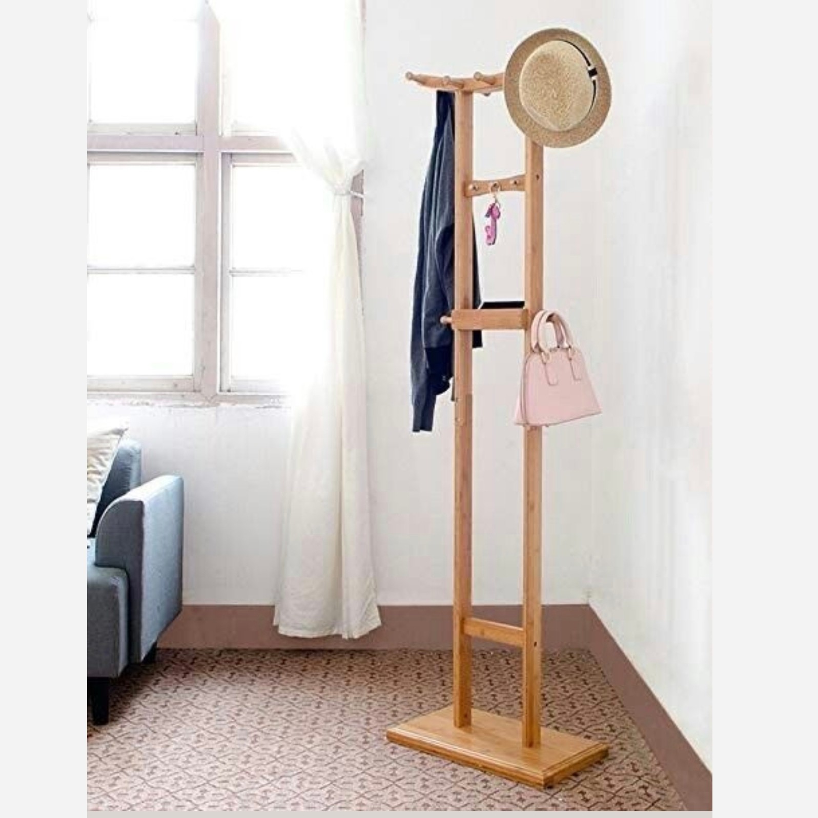 چوب لباسی آویز لباس جالباسی چوبی ایستاده مدل شادی