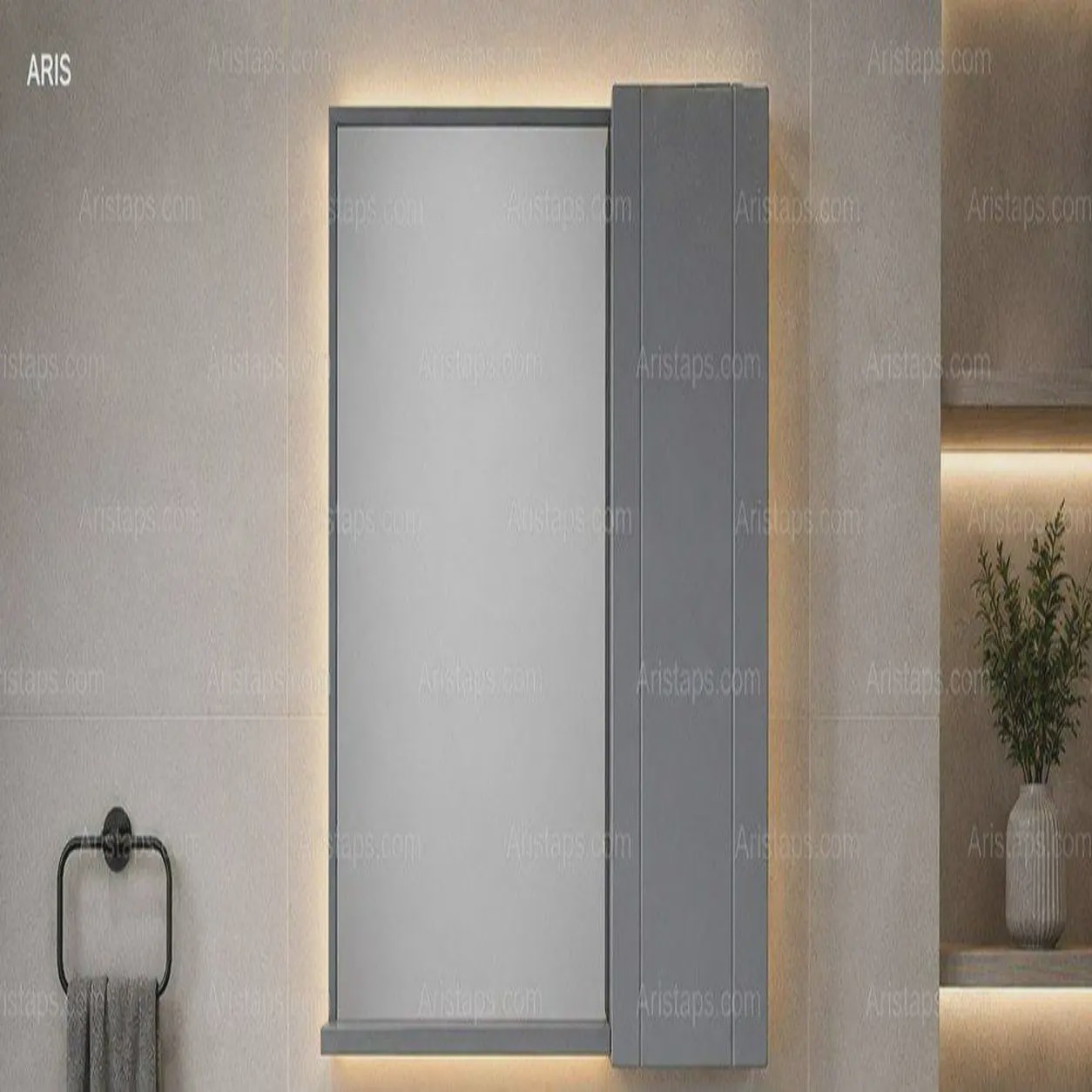 آینه باکس طبقه دار طوسی دارای آرام بند سایز 40 60