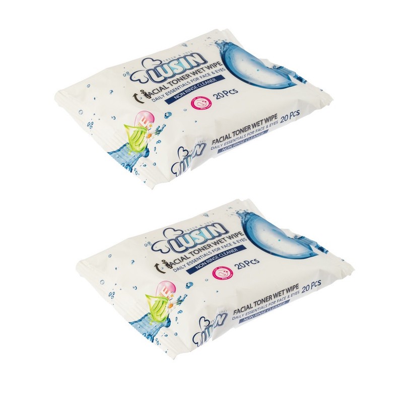 دستمال مرطوب لوسین مدل Facial Toner دو بسته 20 عددی