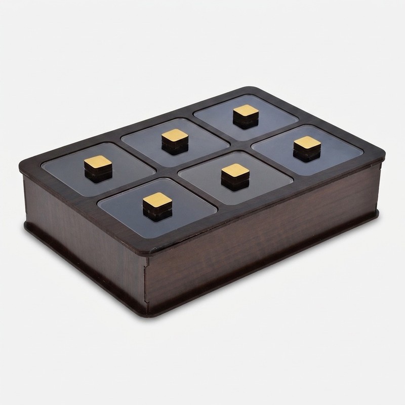 جعبه پذیرایی شکلاتخوری مستطیل مدل V101 با جنس چوب و پلاستیک، ساخت ایران، ابعاد 26x18x6 سانتیمتر، غیرقابل شستوشو