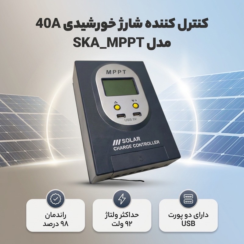 کنترل کننده شارژ خورشیدی مدل دیجیتال 40A کد SKA MPPT