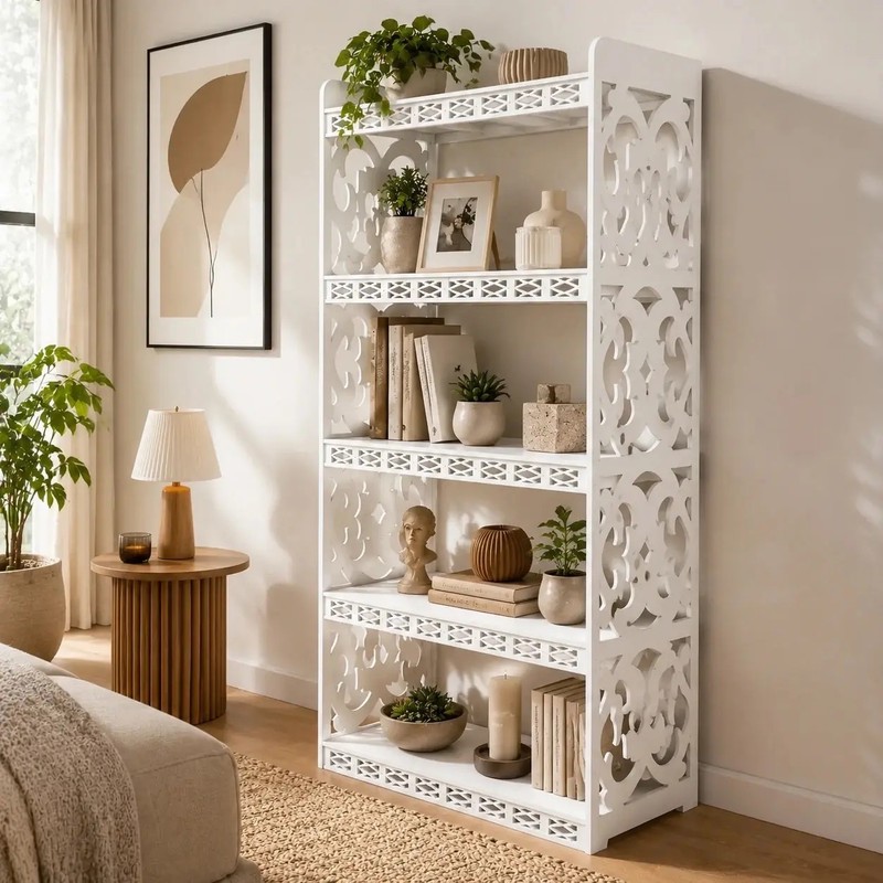 کتابخانه قفسه کتاب چوبی 5 طبقه