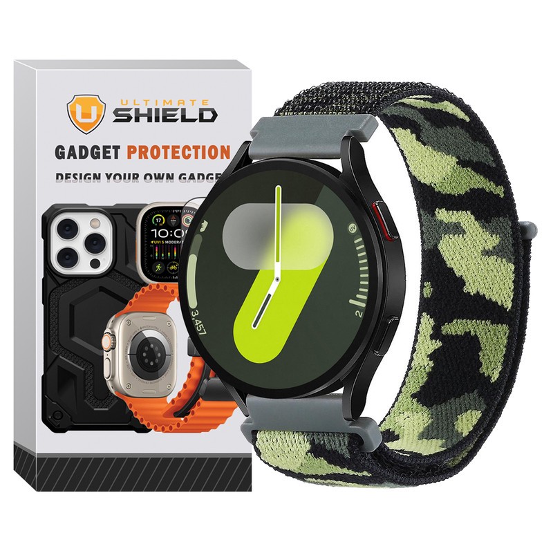 بند آلتیمیت شیلد مدل Nylon Army UL مناسب برای ساعت هوشمند سامسونگ Galaxy Watch 4 5 6 7 FE سایز 40 43 44 46 47 میلی متری
