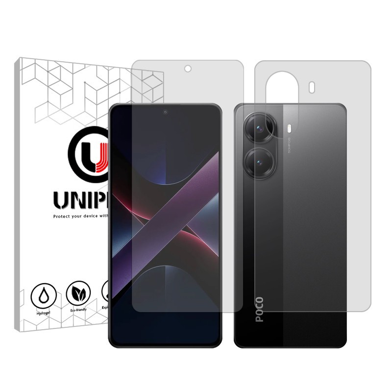 محافظ صفحه نمایش شفاف یونی پرو مدل 5 Star مناسب برای گوشی موبایل شیائومی Poco X7 Pro به همراه محافظ پشت گوشی