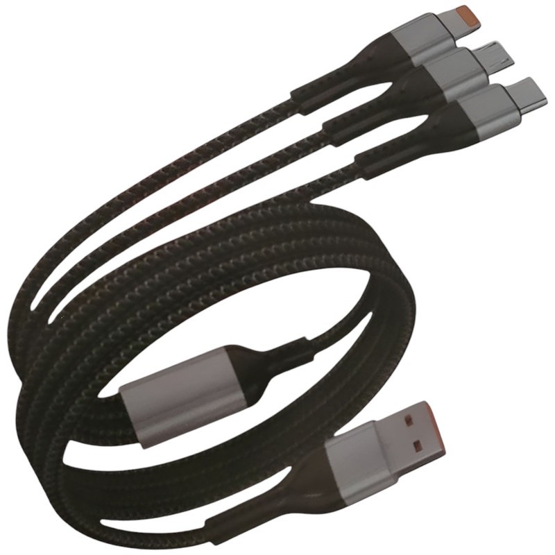 کابل تبدیل USB به USB-C microUSB لایتنینگ مدل 3.0A طول 1.2 متر
