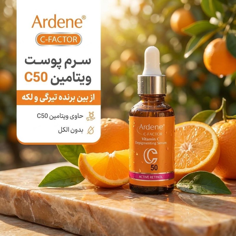 سرم پوست آردن سی فکتور مدل ویتامین C50 حجم 30 میلی لیتر
