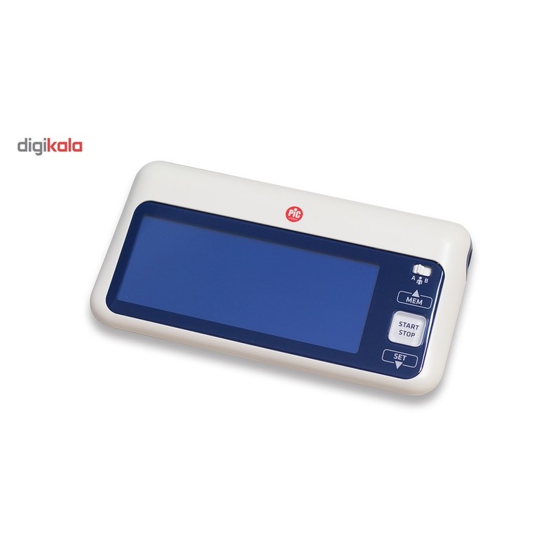 فشارسنج دیجیتال بازویی پیک سلوشن مدل clearRAPID با کاف دو شلنگه، نمایش میانگین نتایج، صفحه نمایش پس زمینه مشکی با اعد...