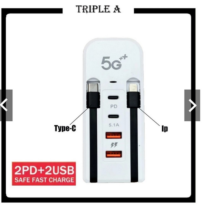 آداپتور چندگانه شارژ سریع 5.1 آمپری مدل TRIPLE A