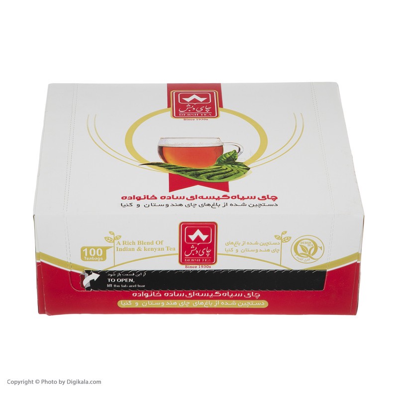 چای کیسه ای ساده خانواده چای دبش بسته 100 عددی