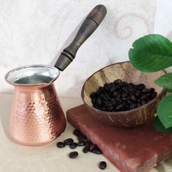 قهوه جوش مسی طرح دسته چوبی کد ZH253.1