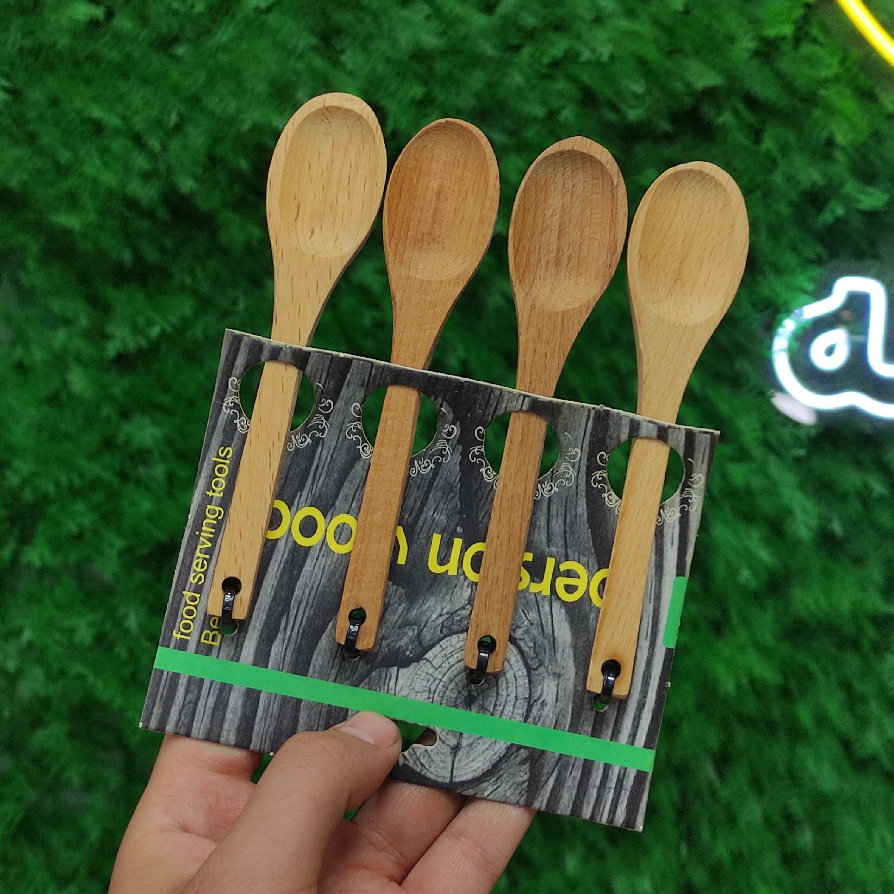 قاشق ادویه چوبی روس بلند بسته 4 عددی
