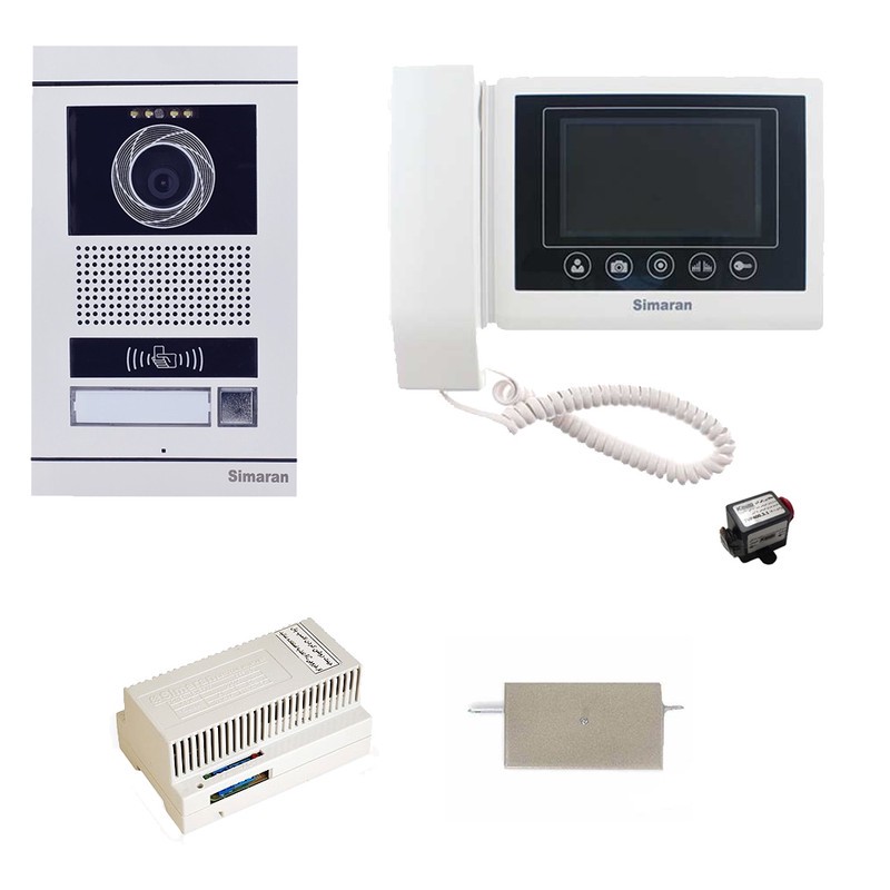 مجموعه دربازکن تصویری کارتی سیماران مدل 43TKM-VFBC1 N یک طبقه به همراه محافظ ولتاز مانیتور