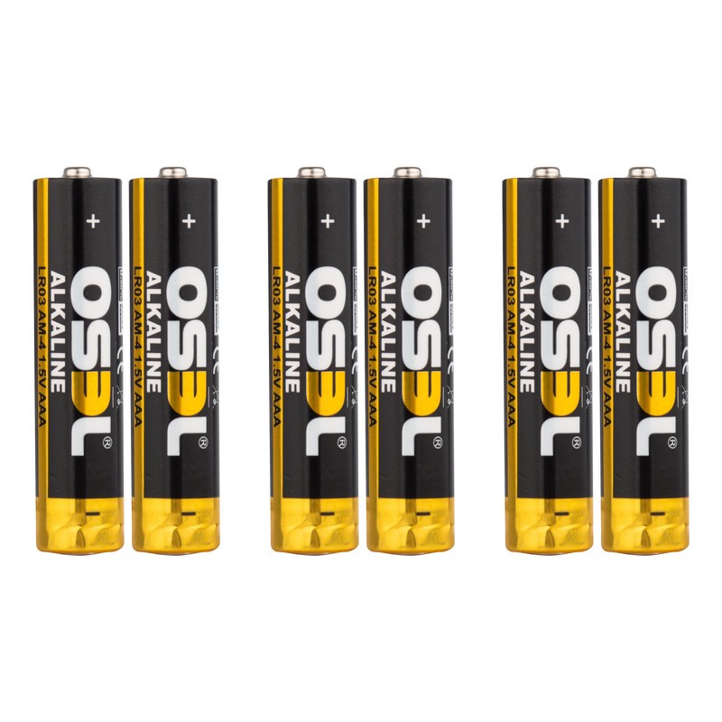 باتری نیم قلمی اوسل مدل Alkaline LR03 AM-4 بسته 6 عددی