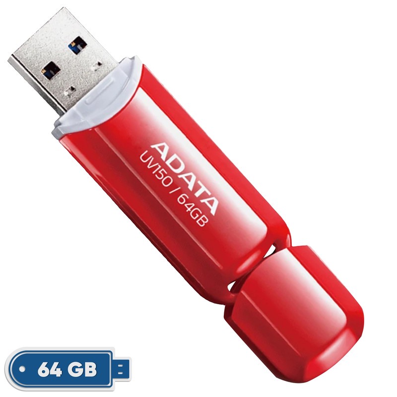 فلش مموری ای دیتا مدل UV150 ظرفیت 64 گیگابایت، رابط USB 3.2 Gen1، سرعت خواندن 90 مگابایت بر ثانیه، طراحی درپوش دار، س...جدید