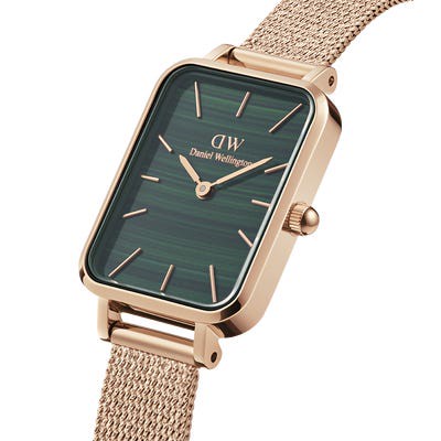 ساعت مچی دنیل ولینگتون کوادرو پرست Daniel Wellington Quadro Pressed رزگلد صفحه سبز