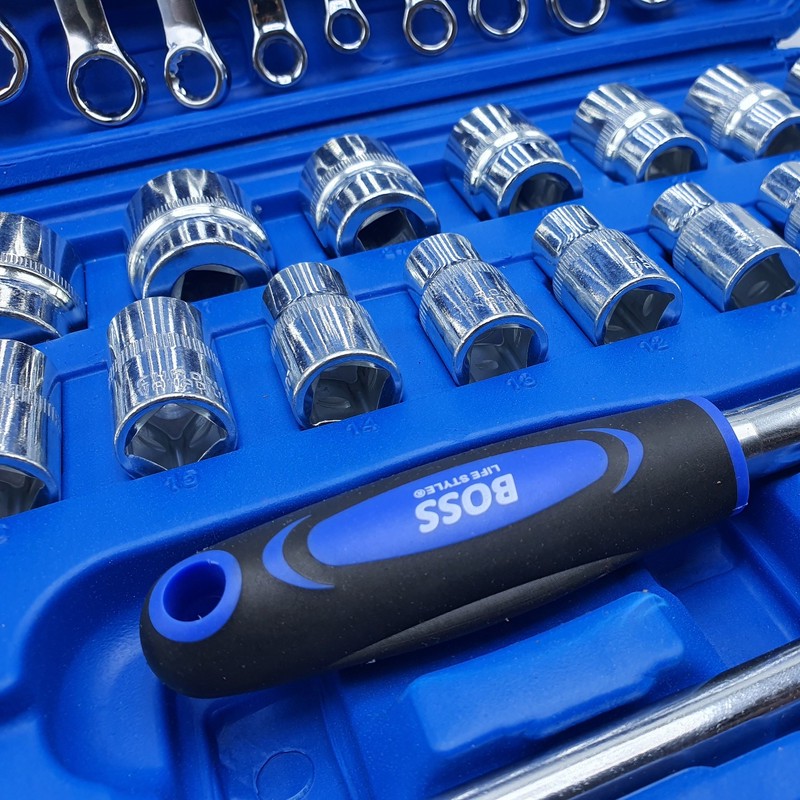 آچار بکس و آچار یک سر تخت و یک سر رینگی باس مدل 37-TOOLS مجموعه 37 عددی
