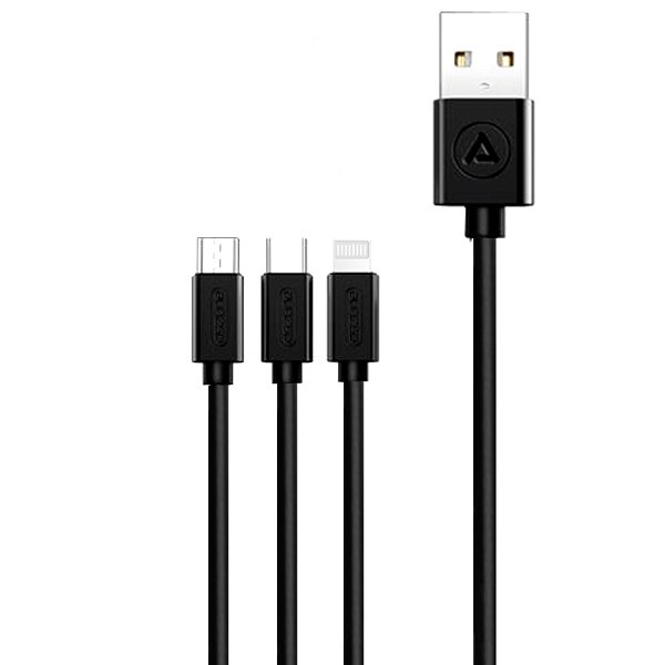 کابل تبدیل USB به لایتنینگ USB-C microUSB اسزون مدل aio-100 طول 1 متر