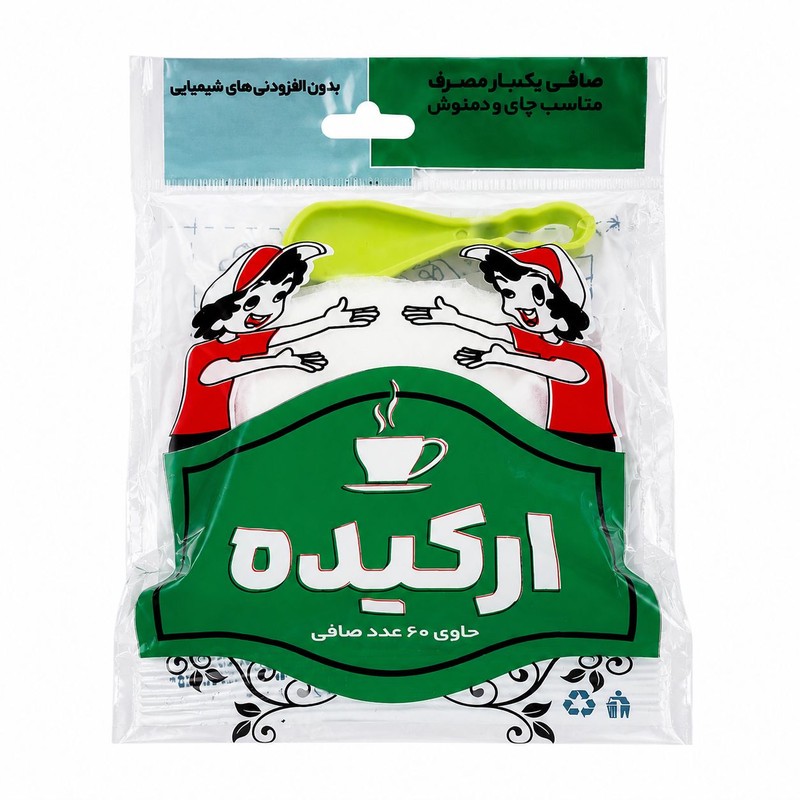 فیلتر چای ارکیده مدل کیسه ای 2 بسته 60 عددی به همراه قاشق چای