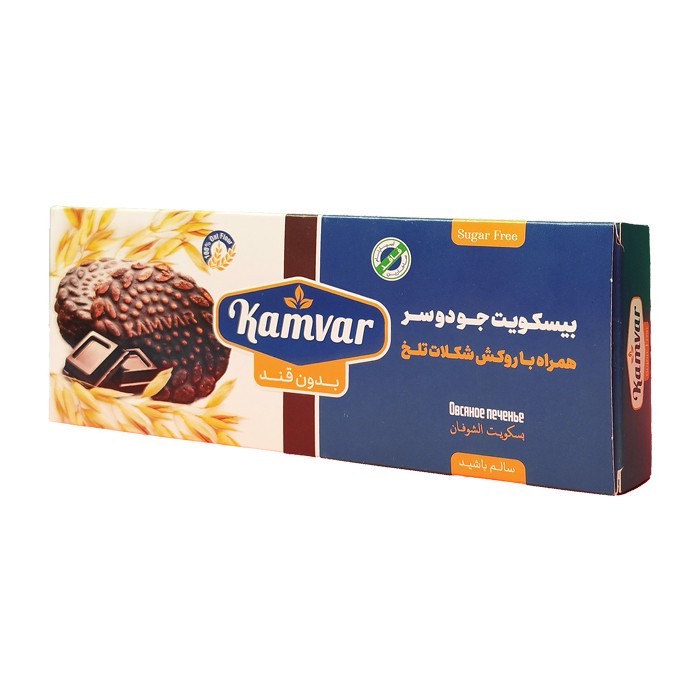 بیسکویت روکش دار شکلات تلخ کامور - 100 گرم