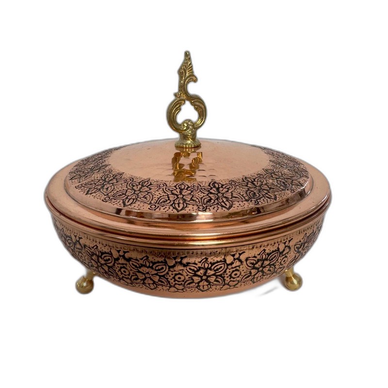 شکلات خوری قلمزنی مسی مدل گلریز کد 2434-1