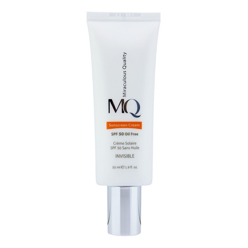 کرم ضدآفتاب بی رنگ ام کیو SPF50 مدل INVISIBLE، مناسب پوست های چرب، حجم 55 میلی لیتر