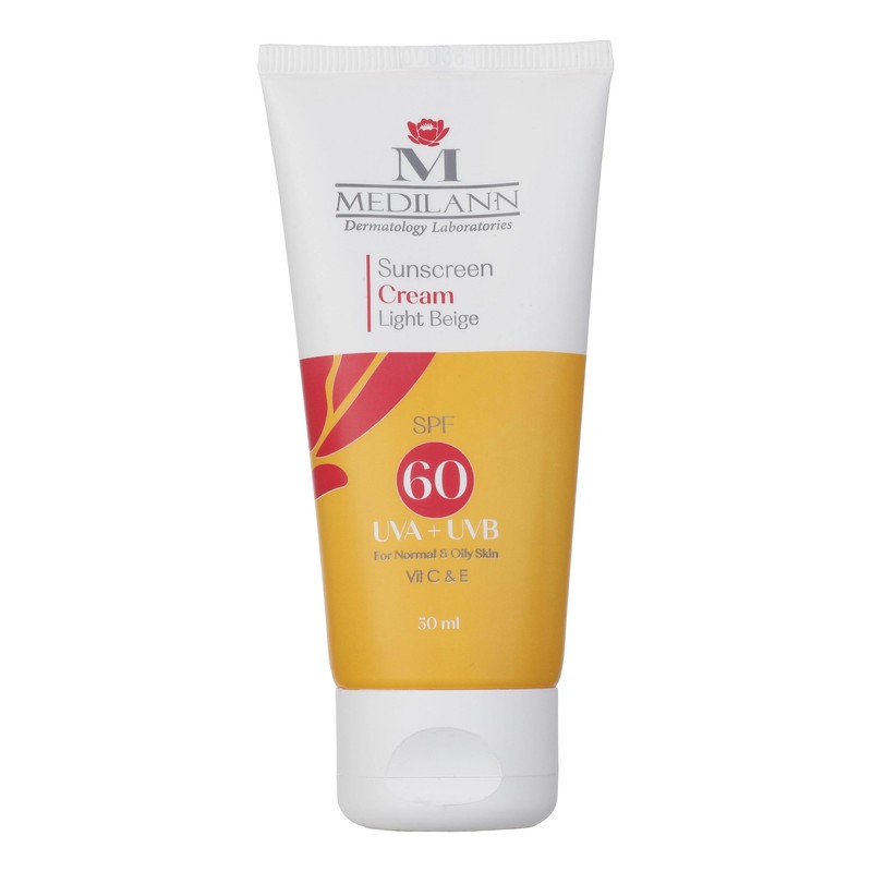 کرم ضد آفتاب رنگی مدیلن SPF 60 مدل Light Beige مناسب پوست های معمولی و چرب حجم 50 میلی لیتر