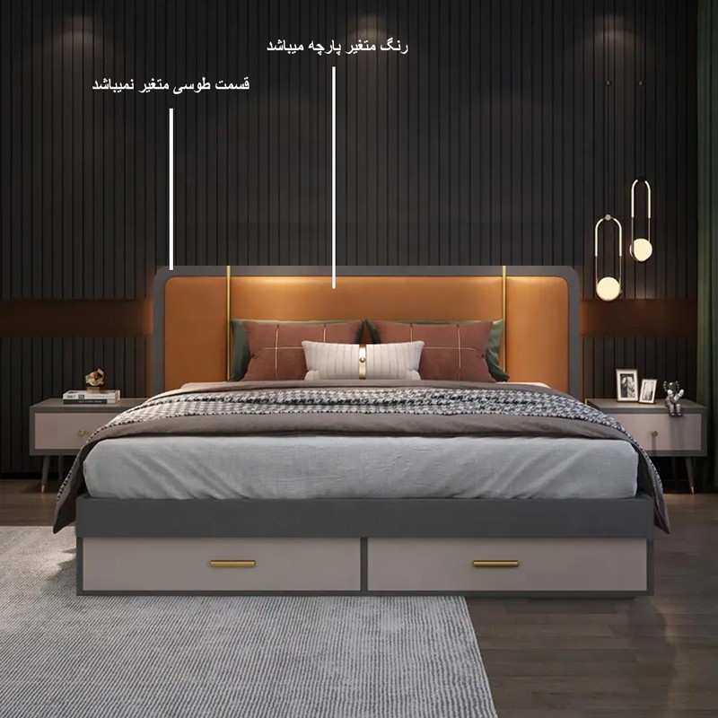 تخت خواب دونفره مدل کارا سایز 160 200 سانتی متر
