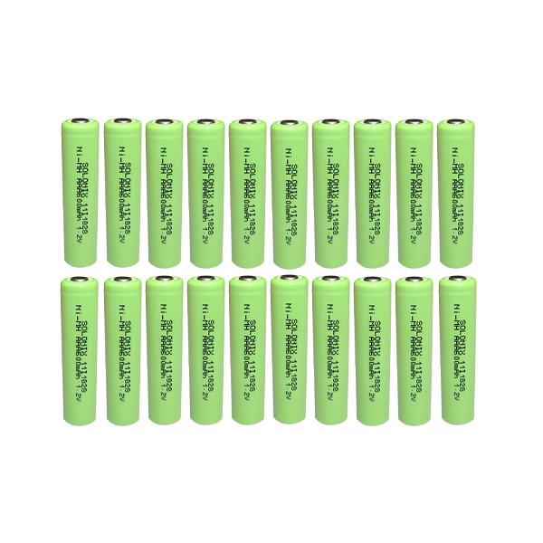 باتری نیم قلمی قابل شارژ سولونیکس مدل Ni-MH 600mAh FLAT مجموعه 20 عددی