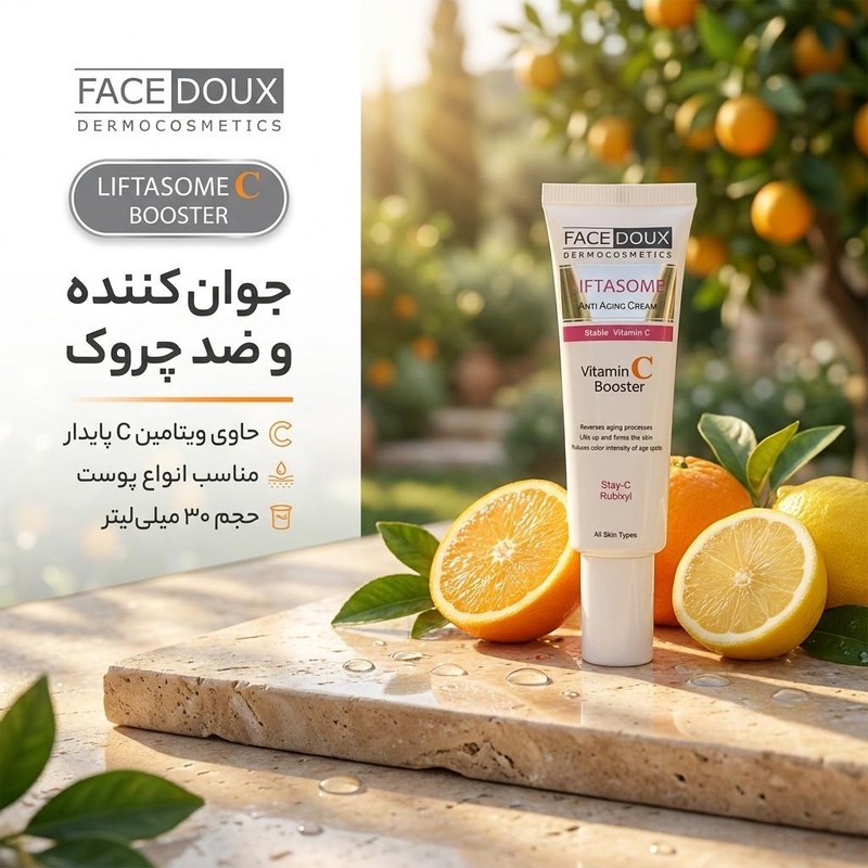 کرم ضد چروک فیس دوکس مدل liftasome c booster مناسب انواع پوست حجم 30 میلی لیتر