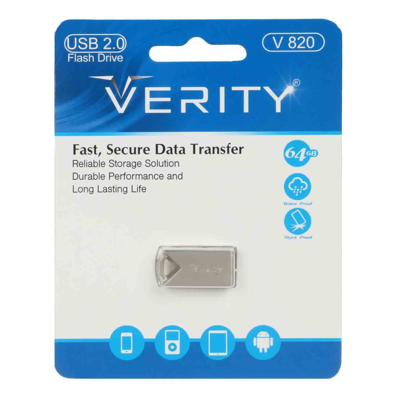 Verity V820 USB2 0 Flash Memory 64GB نقره ای