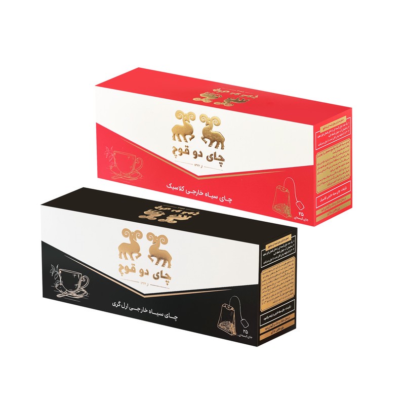 چای سیاه ساده و ارل گری کیسه ای دوقوچ - 50 گرم بسته 2 عددی